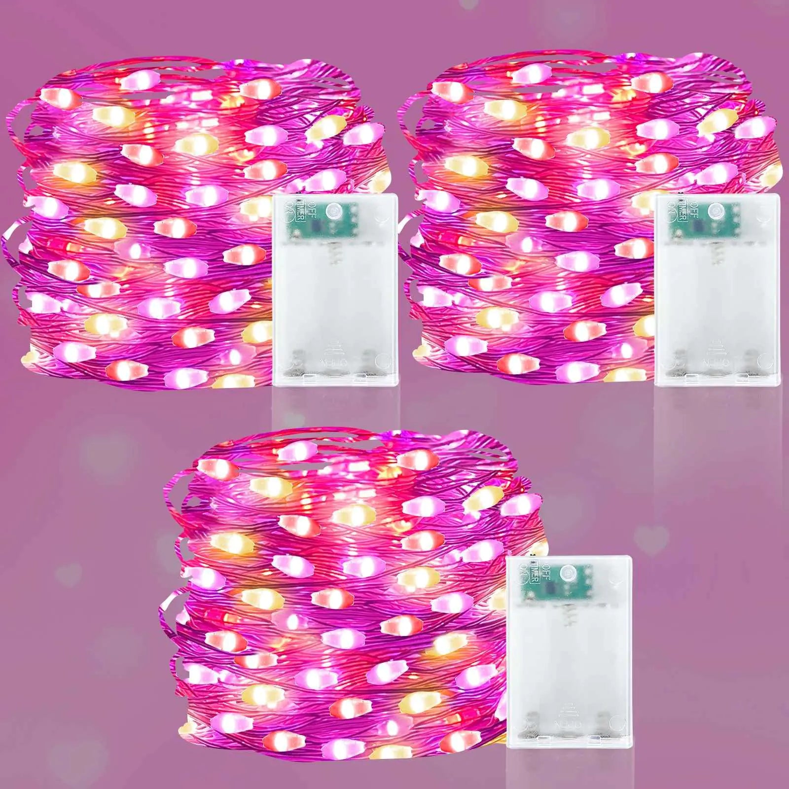 Romantic Trio Color LED String Lights - 30ft
