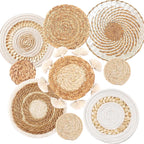 9-Piece Boho Rattan Basket Set - Wall & Home Decor