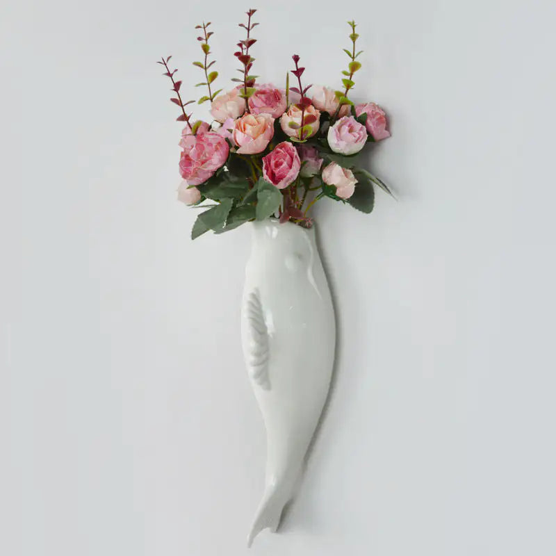 Modern Art Ceramic Goldfish Wall Vase