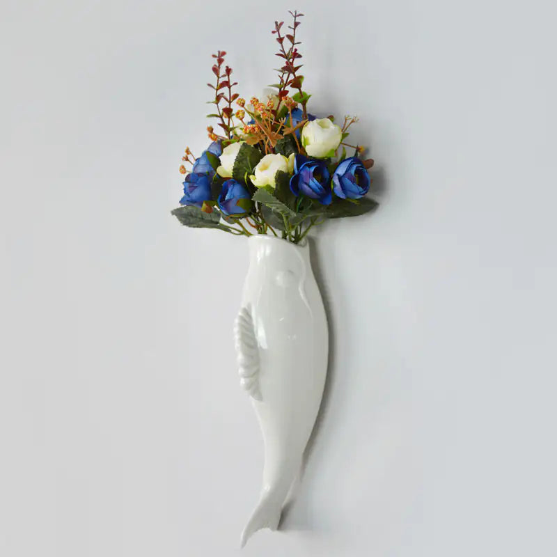 Modern Art Ceramic Goldfish Wall Vase